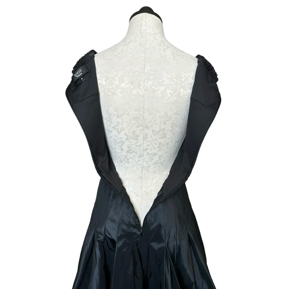 Tadashi Collection Cocktail Dress Black Fit & Flare Draped & lTrumpet Size 4 - Picture 8 of 15